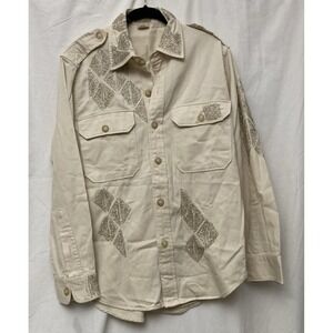 Polo Ralph Lauren Women's Beige Denim Embellished Button Up Shirt/Jacket - M
